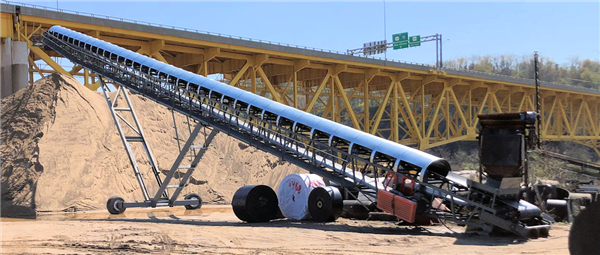 Unused 36" W X 150' L Radial Stacking Conveyor)